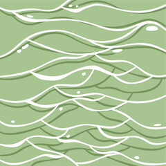 Modern green wave pattern with white lines and dots