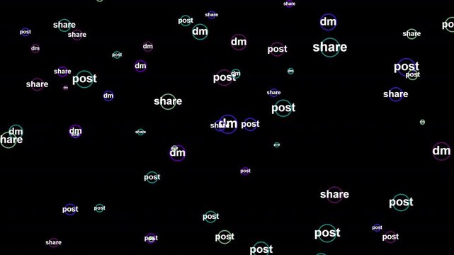 A overlay transparent background with various social media action words