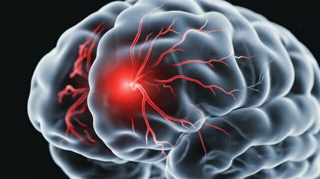 Human brain hemorrhagic stroke medical animation