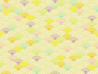 シームレスなパステル調青海波文様背景