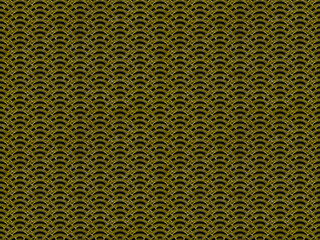 シームレスな黒地に金色ラインの変わり青海波文様背景