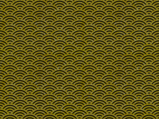 シームレスな黒地に金色ラインの青海波文様背景