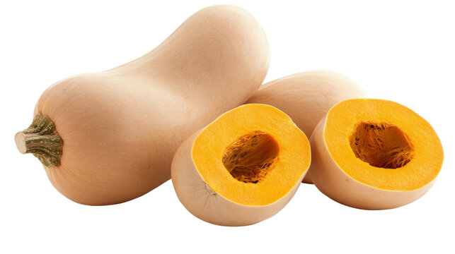 A squash is cut in half and has a yellow center
