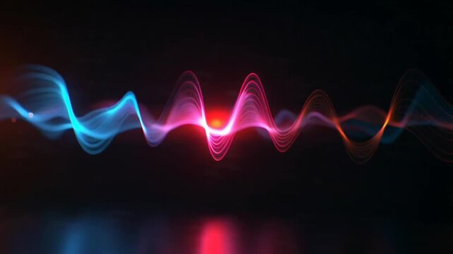 Vibrant, intertwined neon lines dancing across a dark background, creating a mesmerizing display of light and color