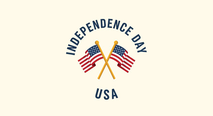Obraz premium Patriotic Independence Day icon with USA flags, vector illustration for American holiday celebrations.