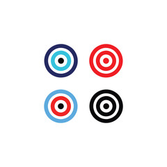 Seamless vector design set of colorful circular targets with arrows and darts featuring a blue and green round spiral pattern for a business logo illustration