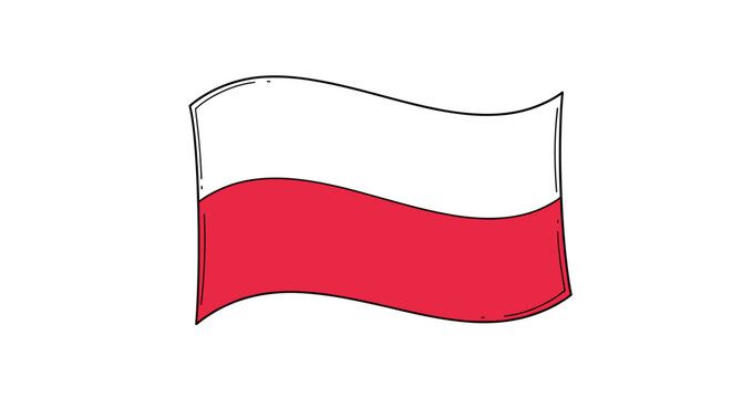 Simple hand drawn polish flag on white background