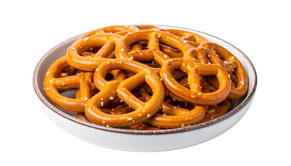 pretzels in a plate, isolated on transparent background