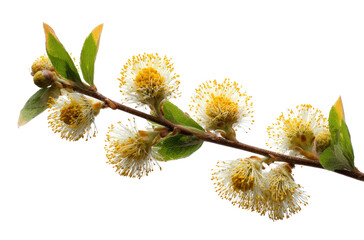 Fototapeta premium A branch with yellow flowers on it