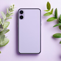 Minimalistic smartphone on a pastel background.