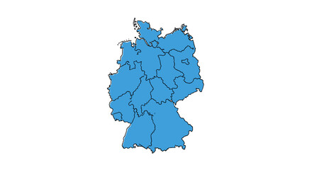 Obraz premium Simplified blue map outline of germany with state borders