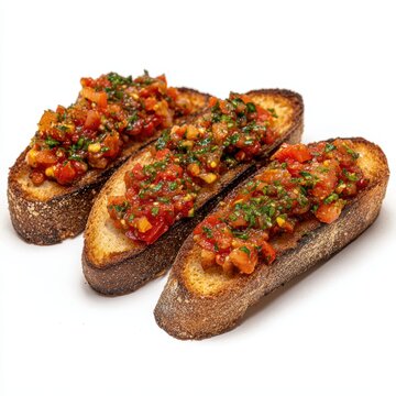 Rustic Toasted Bread with Fresh Tomato & Basil Topping