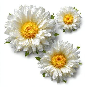 Three Daisy Flowers - Clean White and Yellow