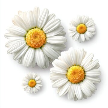 Elegant White Daisy Flower Isolated on White Background