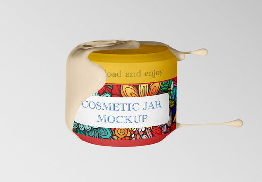 Cosmetic Jar in Creme Mockup