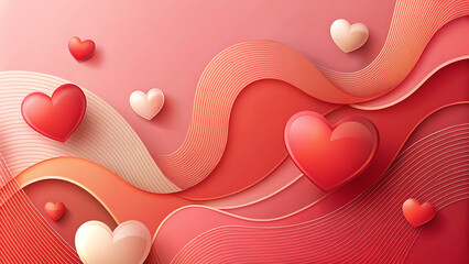 Abstract Red Hearts Background, Valentine&rsquo;s Day Love Concept with Romantic Design, Red Heart Frame Template