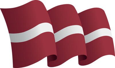 Flag of Latvia. Ribbon style flag that conveys a sense of movement and waving effect