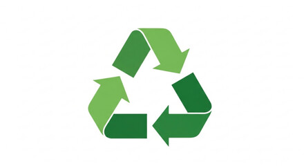 Obraz premium Green recycling symbol with three arrows on white background representing eco friendly practices and sustainability