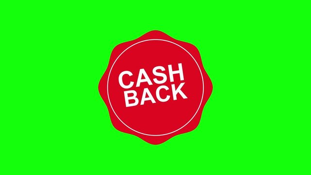 Cash Back Promotional Seal Green Screen Animation for Retail Discounts, Payment Rewards and Marketing Video Content