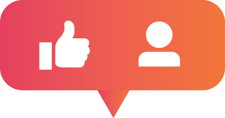 Social media icons for likes and followers in a gradient speech bubble-PNG