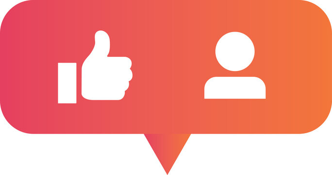 Social media icons for likes and followers in a gradient speech bubble-PNG
