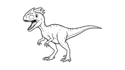 Fototapeta premium Playful cartoon dinosaur illustration in black and white