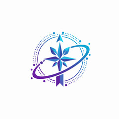 Fototapeta premium Abstract Floral Design with Orbital Elements and Celestial Motifs in Vector Format