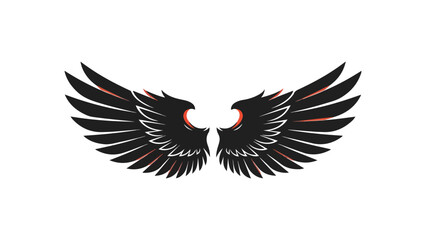 Fototapeta premium Elegant black wings with red eyes vector illustration