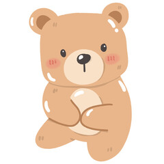 Obraz premium Cute Watercolor Teddy Bear Holding Pink and Blue Balloons Illustration: Adorable Baby Animal for Nursery Decor and Gender Reveal Party.