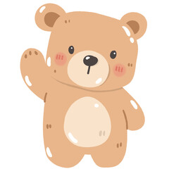 Fototapeta premium Cute Watercolor Teddy Bear Holding Pink and Blue Balloons Illustration: Adorable Baby Animal for Nursery Decor and Gender Reveal Party.