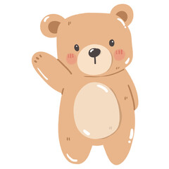 Obraz premium Cute Watercolor Teddy Bear Holding Pink and Blue Balloons Illustration: Adorable Baby Animal for Nursery Decor and Gender Reveal Party.