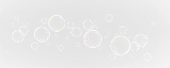 Realistic soap bubbles.Flying bubbles on a transparent background.	overlay