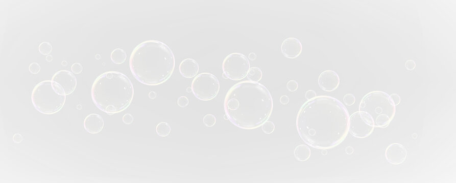 Realistic soap bubbles.Flying bubbles on a transparent background.	overlay