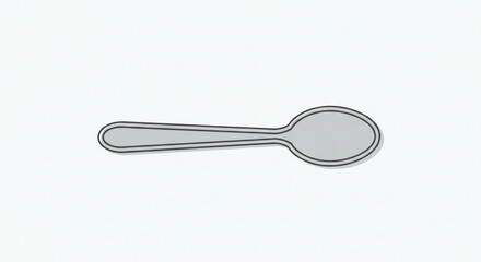 A simple gray spoon icon with a black outline on a white background for design or culinary use