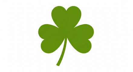 Lucky green four leaf clover on white background symbolizing good fortune and nature