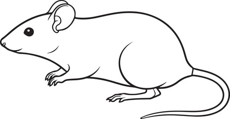 Obraz premium Simple line drawing of a mouse in profile, with a clean outline and minimalist design on a white background. , Generative Ai