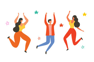 Happy people jumping, friendship Healthy lifestyle

Keywords language: English

Keywords: happy, people, happiness, joy, joyful, celebrate, celebration, character, cheer