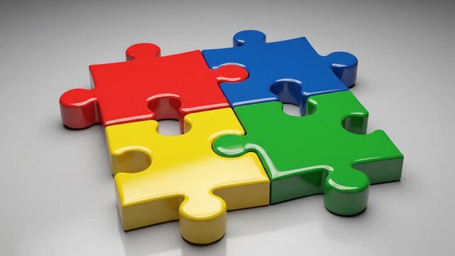 colorful puzzle pieces connected, teamwork, problem-solving, collaboration