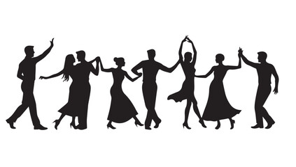 silhouettes of people working group of Happy people
