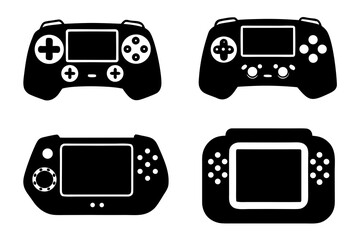 set of Mobile Gaming Console Silhouette Clipart © creative