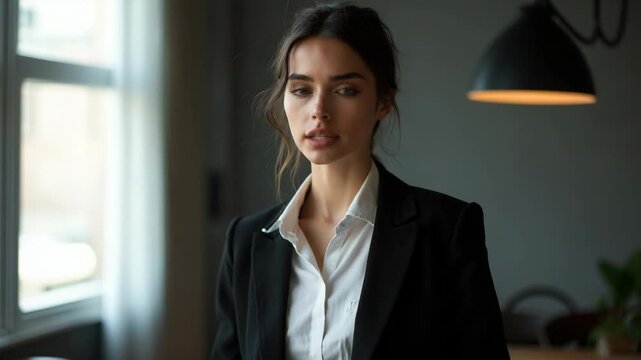 Portrait of her she nice attractive skilled experienced professional smart clever girl agent broker financial director assistant calculating profit at modern loft industrial interior work pl.