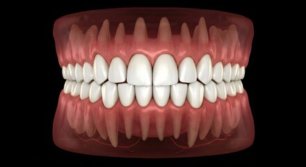 Obraz premium 3D Dental Illustration of Full Human Teeth and Gum Anatomy