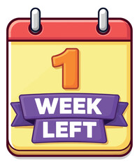 Colorful graphic illustration of a calendar depicting '1 week left' for an upcoming deadline