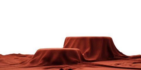 Brown Velvet Podium Pedestal With Cloth Fabric Stage Display Isolated Png