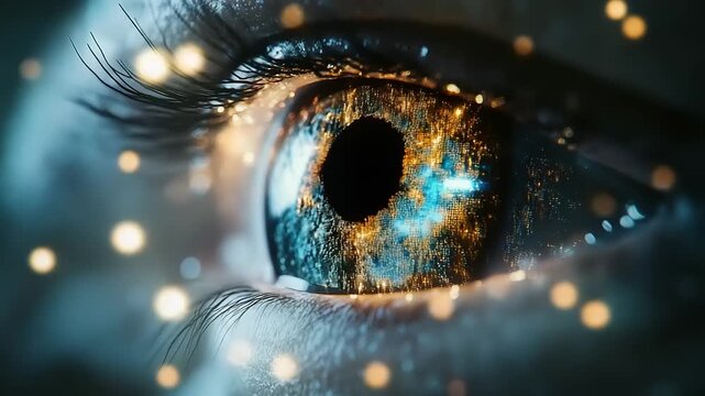 Extreme Closeup of Human Eye with Sparkling Iris.