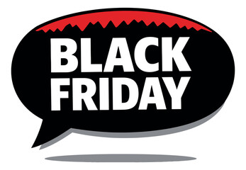 Obraz premium Bold graphic illustration of a black friday speech bubble depicting a sale announcement for promotional marketing