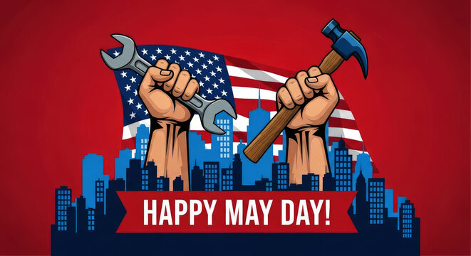 Labor day celebration with patriotic tools