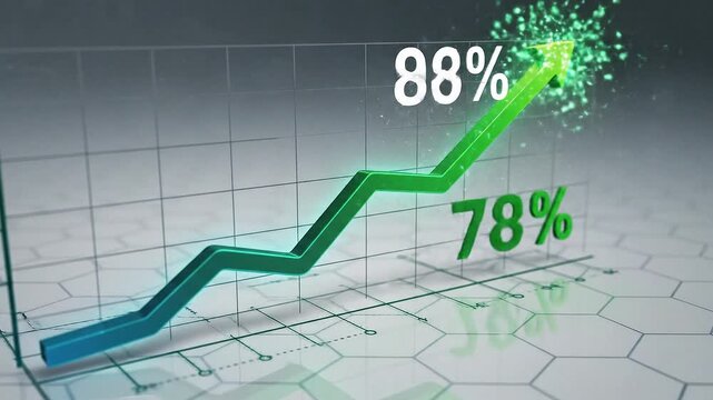 Increasing growth rate chart with percentages.