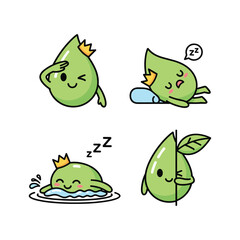 Naklejka premium Cute cartoon pears expressing different emotions and activities on a white background