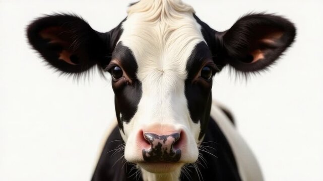 A close-up shot of a black and white cow's face, perfect for agricultural or farm-themed projects